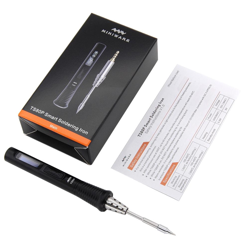 New TS80P Mini Smart Portable Digital Soldering Iron Tool Adjustable Temperature OLED Display With B02 Iron Tips For TS80