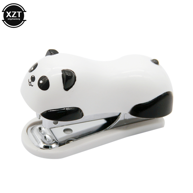 Mini Stapler Set Cartoon Panda Office School Supplies Staionery Paper Clip Binding Binder Book Sewer kids child stapling machine