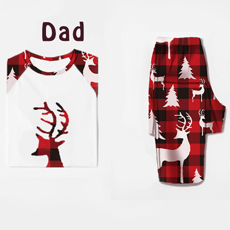 Christmas Family Matching Outfits Mother Daughter Pajamas Set Dad Son Baby Kids Print Plaid Suit For Family Home Pajamas Set