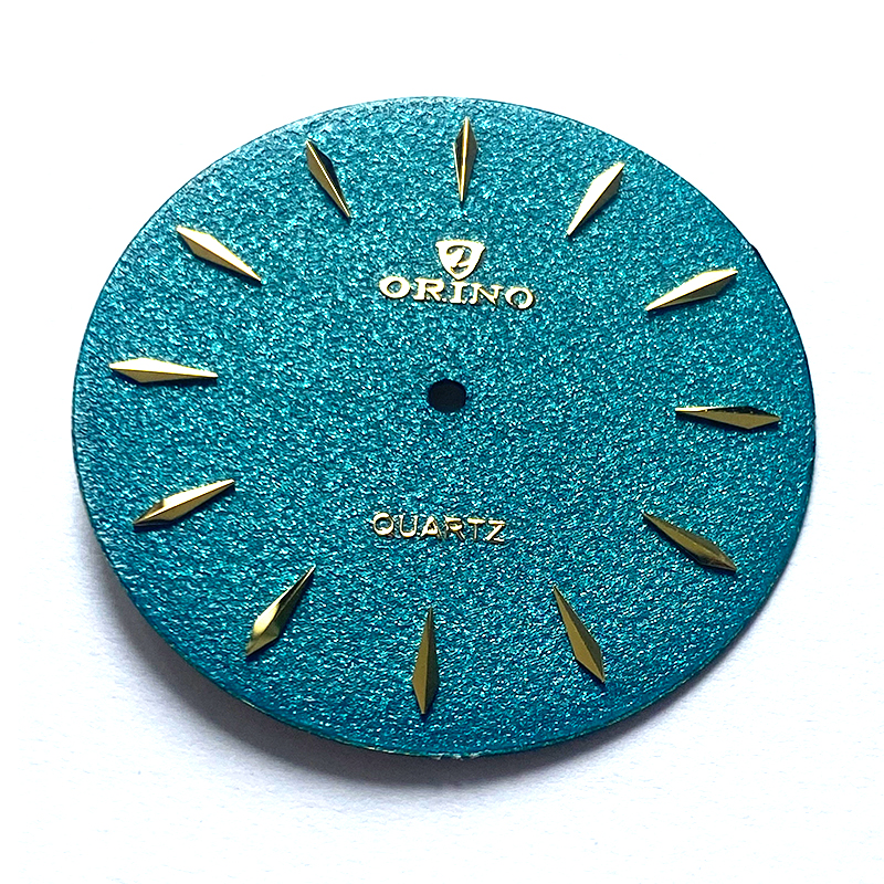 applied lozenge index on glitter watch dial