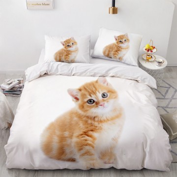 3D Bedding Sets Green Duvet Quilt Cover Set Comforter Bed Linen Pillowcase King Queen 173x230cm Size Dogs Pet Dog Cat