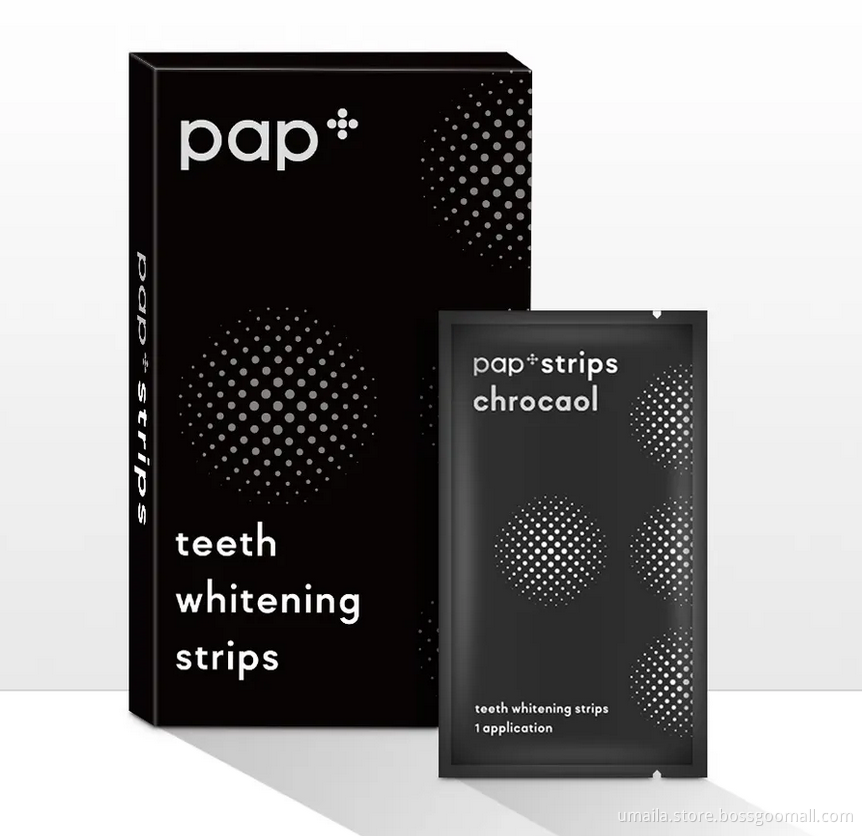 14 Pouches Per Box PAP+ Charcoal Teeth Whitening Strips Factory Supply Private Label Professional Whitening Teeth Strips