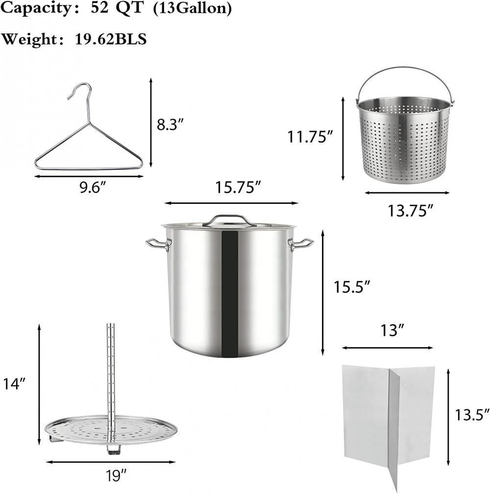 52QT Stainless Steel Stock Pot