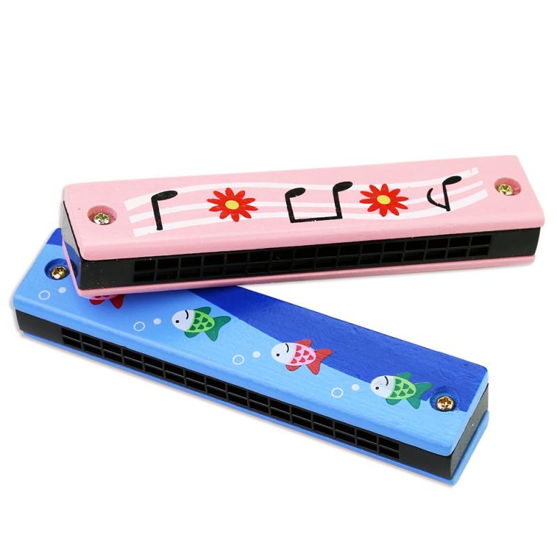 Wooden Painted Harmonica Musical Instrument For Beginner Educational Toy Gift For Kids Children 36 Month Baby Dropship