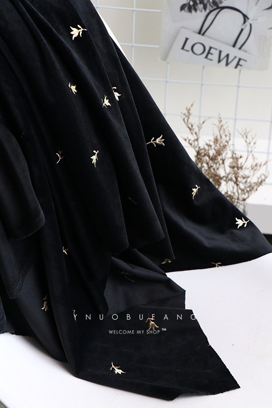Black gold velvet fabric embroidery Korean velvet suit dress cheongsam suspenders clothing fabric tablecloth background cloth