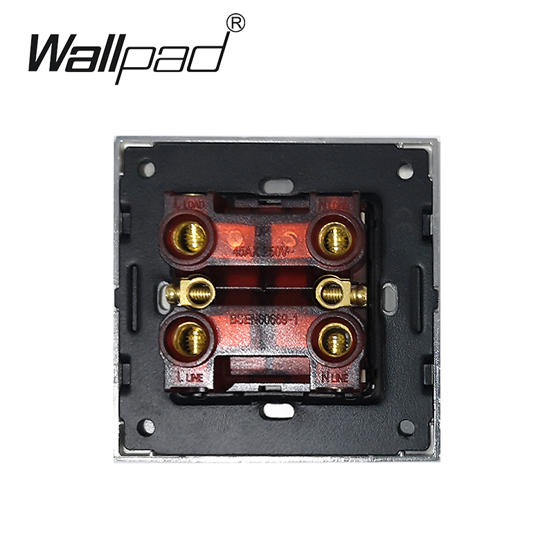 Wallpad 45A Switch Luxury Hotel Black Crystal Glass 45A Air Condition Wall Switch with Led Light,Free Shipping