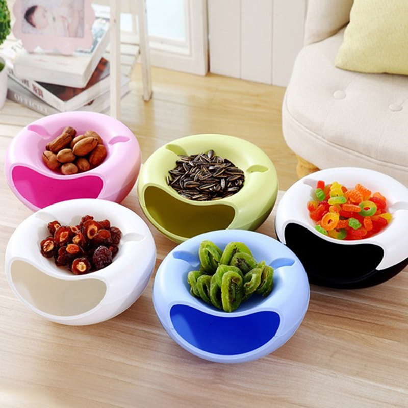 Double Layer Storage Box Plastic Bowl Dish Layer Fruit Snack Seeds Containers Phone Holder Dry Candy Storage Box Organizer TXTB1