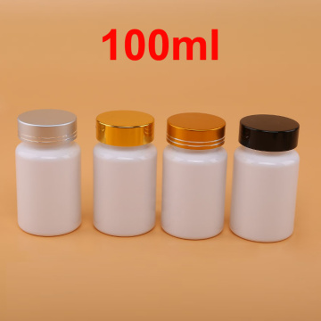 (100pcs/lot) TOP Grade 100cc PET Bottles, Capsule Bottles, 100ml Plastic Medical Solid Bottle--White Color With Metal Screw Cap