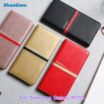 Leather Wallet Phone Bag Case For Samsung Galaxy M31S Fashion Flip Case For Galaxy M31S Business Case Soft Silicone Back Cover