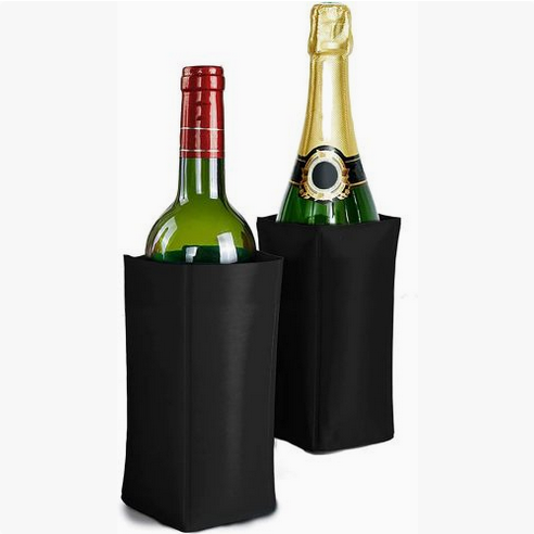 Set Of 2 Wine Bottle Cooler Freezer Sleeves - Black & Navy Blue