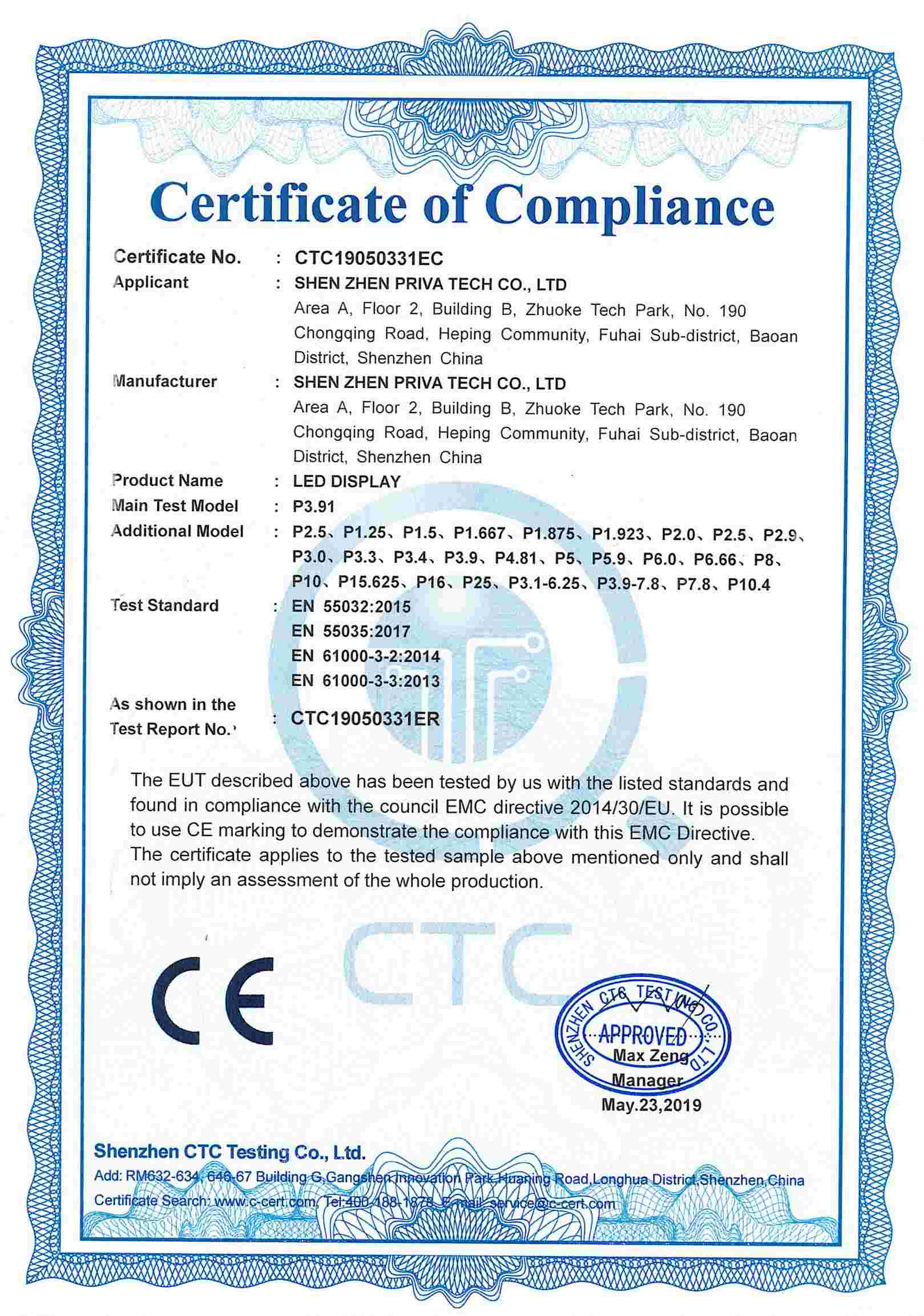 Indoor P3.91 LED Screen 500x500mm